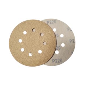 5 Inch 8 Hole Hook and Loop Gold Aluminum Oxide Sanding Discs